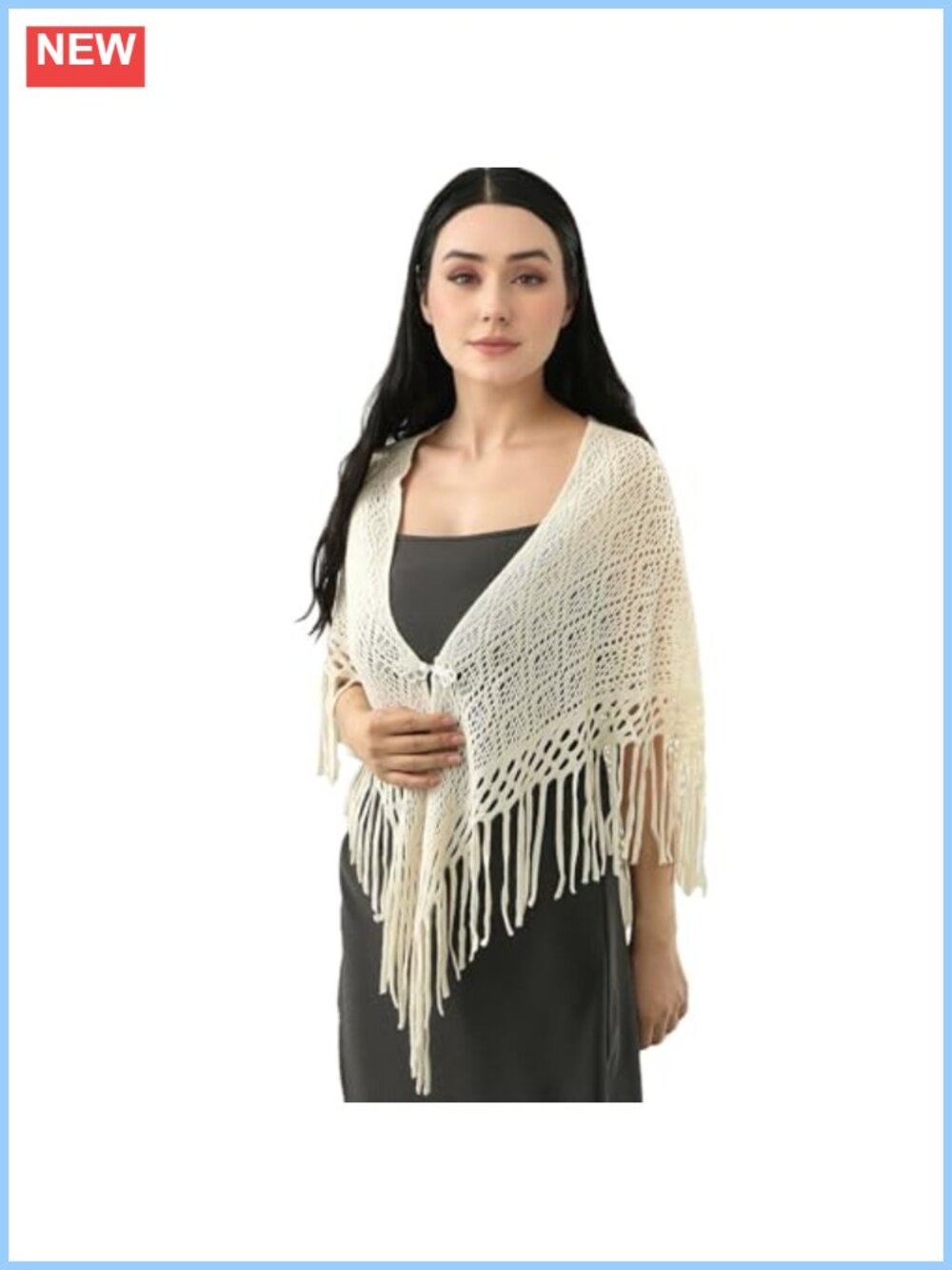Knit Shawl with Tassels Multifunctional Neck Wrap Pashmina